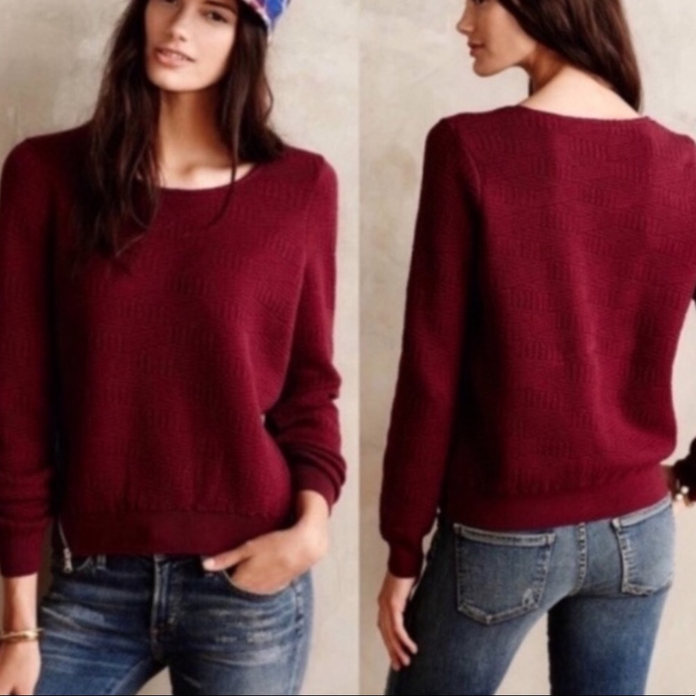 Anthropologie MOTH | Textured Sweatshirt w/ Zipper
